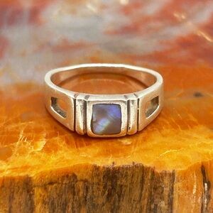 Sterling Silver Abalone Shell Ring - Size 7.5